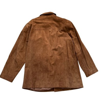 Jos A Bank Men's Suede Jacket XL Suede Leather Brown Cowboy