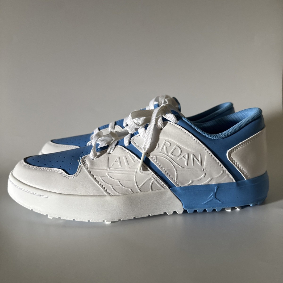 Air Jordan Mens 11.5 Retro 1 G Golf Shoes 'UNC' White