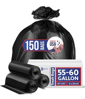 #ad 55 60 Gallon Trash Bags Heavy Duty Bulk 150 Pack Large Garbage Bags $34.95