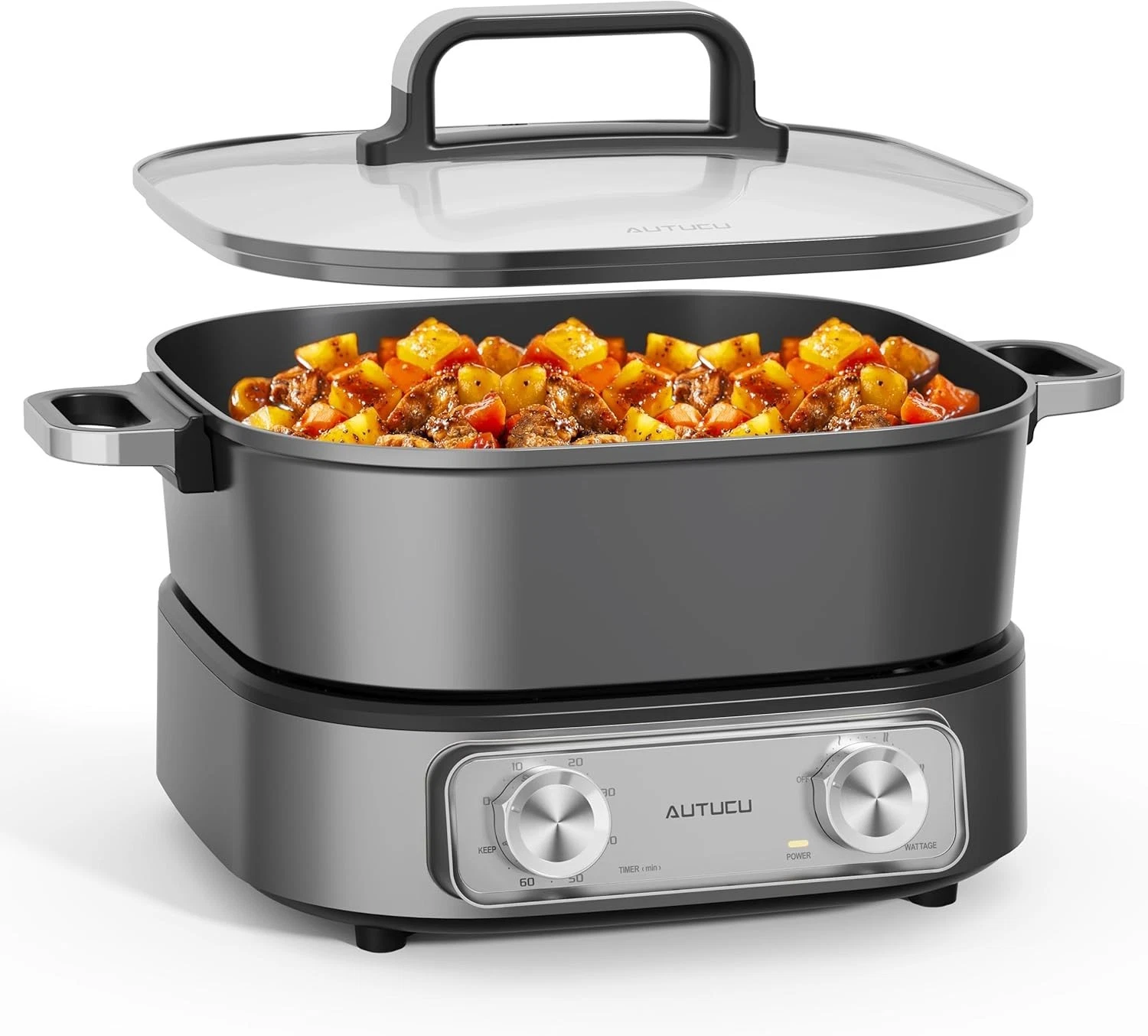 6-Quart Electric Skillet Hot Pot | Non-Stick PFOA-Free Ceramic-Coated Pot AA24