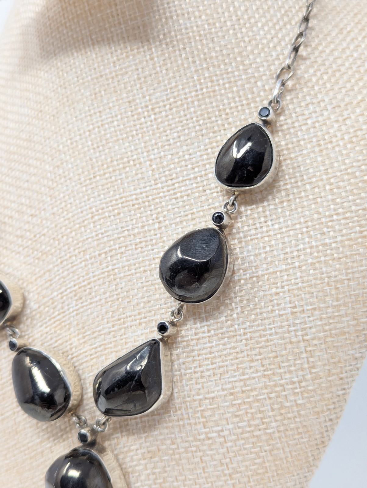 925 Sterling Silver Hematite Statement Necklace 4… - image 6