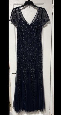 adrianna papell beaded dress ebay Adrianna Papell Silver and Nude Studded Sequined Beaded Formal Evening Dress