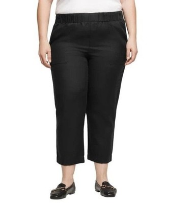 NWT Banana Republic Women's XXL Black Tapered Crop Pants Linen Blend  B1698