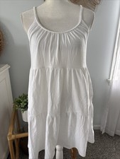 Old Navy Dress Mini Short Sun Dress White Thin Straps Cotton Knit Beach Small S