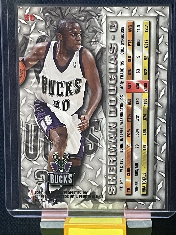 #56 1996-97 Fleer Metal Sherman Douglas Milwaukee Bucks - Image 2 of 2