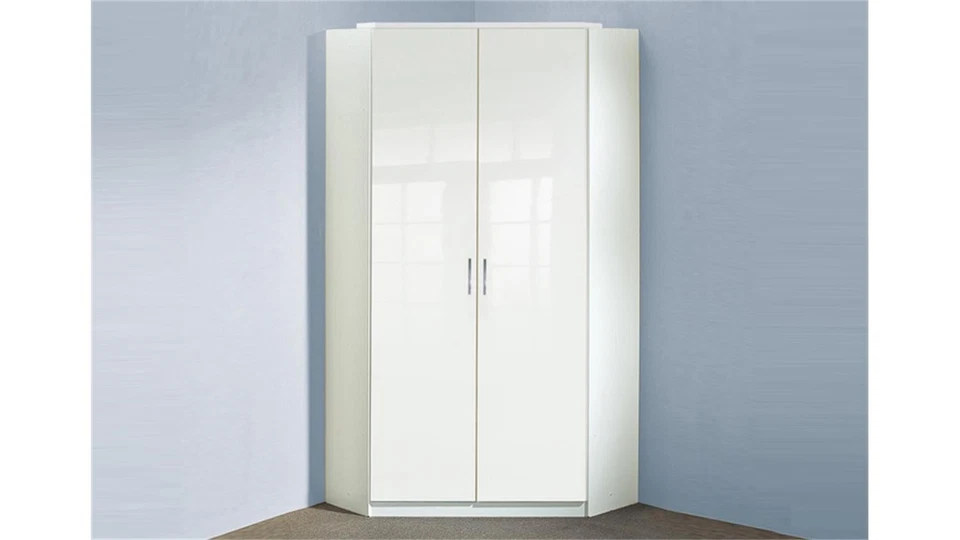 Eckschrank Clack Schlafzimmer Drehtürenschrank hochglanz weiß Alpinweiß