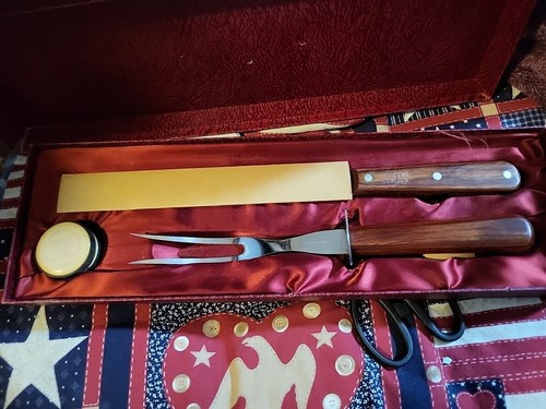 Vintage Wear-Ever 205 Carving Set Knife Fork in Box Slicer & Server. USA B45 - Picture 2 of 18