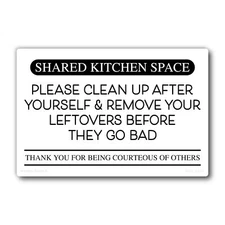 Clean Up After Yourself Sign, 6x4 in Fridge Magnet, Break Room Essentials, Of...