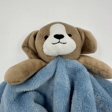 Carter  s Dog Lovie Security Blanket Blue Brown Puppy Velour Plush