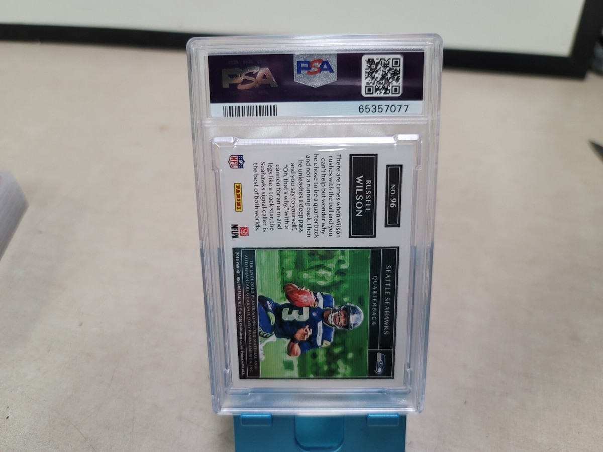 RUSSELL WILSON 2019 Panini ONE Quad Patch Auto Seahawks PSA 8