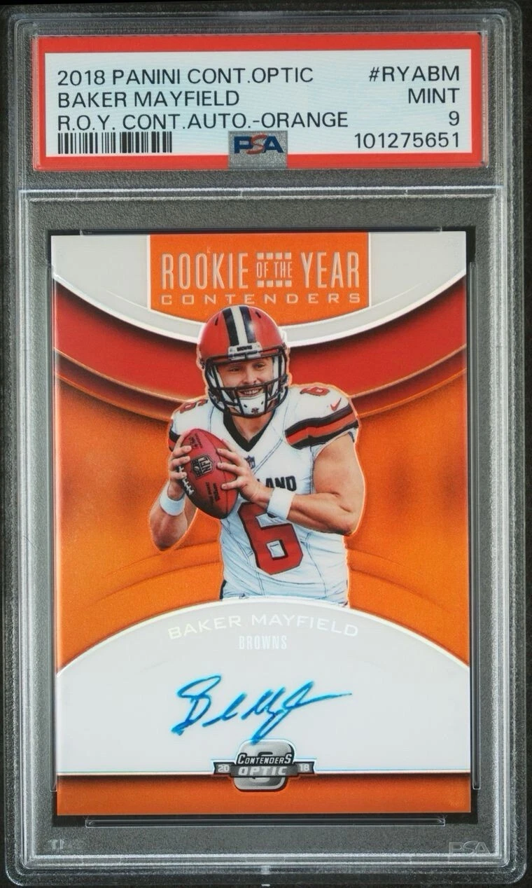 Baker Mayfield Panini Contenders Optic Rookie of the Year Contenders Autographs #RYABM Orange