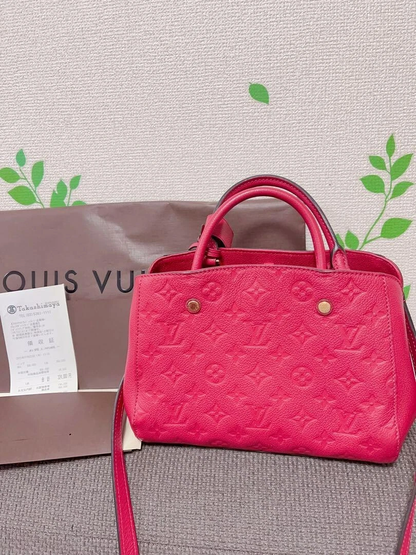 LOUIS VUITTON Authentic Women's Montaigne BB 2way Hand Bag Pink Leather  M50617