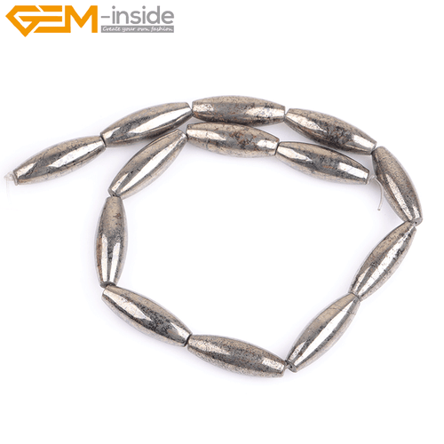 Natural Gray Pyrite Gemstone Loose Beads Olivary For Jewelry Making Strand 15"GI - Picture 7 of 39