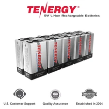 Tenergy 9V Li-ion Rechargeable Battery 600mAh With Charger Options LOT