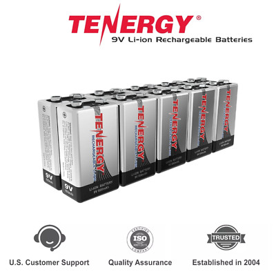 Tenergy 9V Li-ion Rechargeable Battery 600mAh With Charger Options LOT