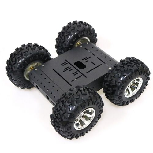 4WD Smart Roboter Auto Chassis Kit Aluminiumlegierung schwarze Räder + 12V Motoren C3 - Bild 1 von 5