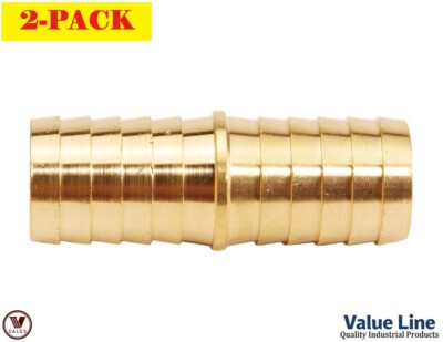 Brass Hose Splicer Mender Union 5/8'' x 5/8'' Barb Coupler Fitting 2pcs Value Line