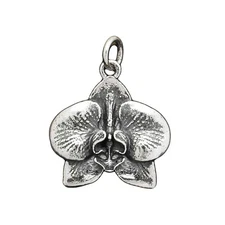 Orchid Flower Bloom Blossom 925 Solid Sterling Silver Charm Pendant