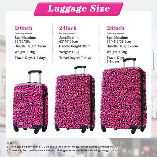 Hardshell Luggage Sets 3 Pcs Spinner Suitcase With TSA Lock Lightweight 20x24x28 - Picture 141 of 158