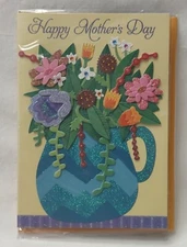 Mother's Day Greeting Card 5" X 7" 3D Pitcher Of Flowers By Design