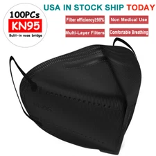 100 Pack Disposable KN95 Face Mask 5 Layer Mouth Cover Respirator USA Stock