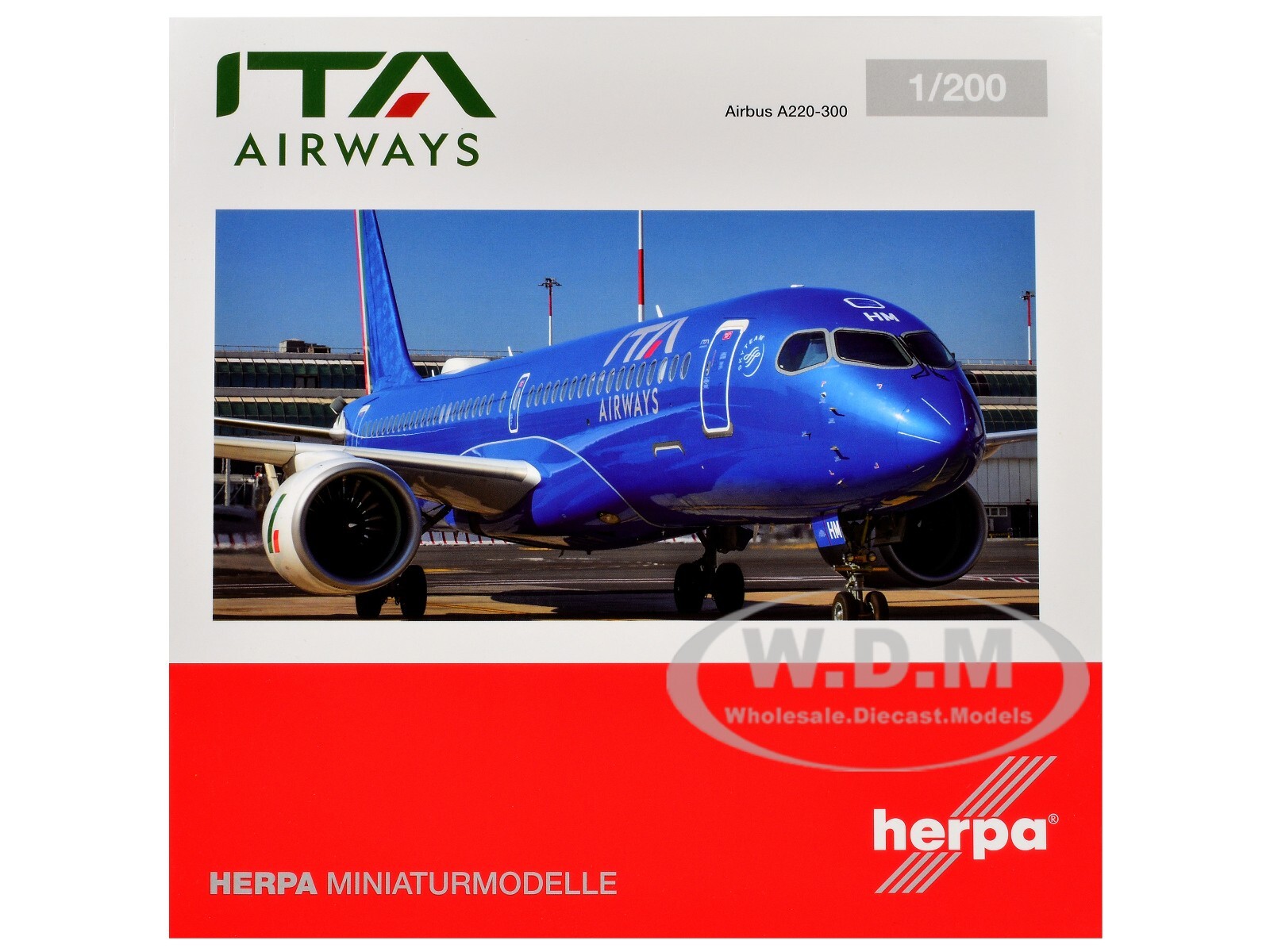 САМОЛЕТ AIRBUS A220-300 АВИАКОМПАНИИ ITA AIRWAYS 1/200, ИЗГОТОВЛЕННЫЙ НА ЗАКАЗ КОМПАНИЕЙ HERPA HE573054