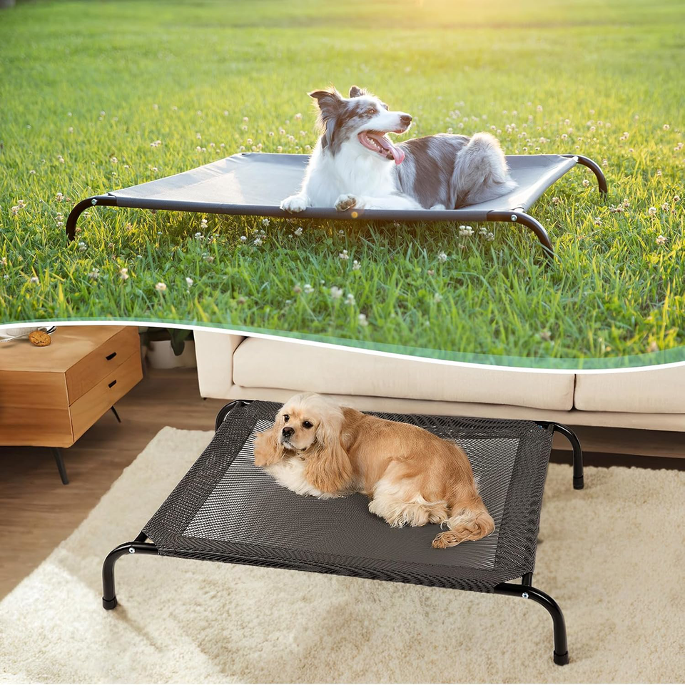 Elevated Dog Bed for Extra Large Dogs, 54" Outdoor Raised Pet Cot, Grey