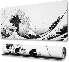 Japanese Wave Mouse Pad Extended XL Mousepad with AntiSlip Base Cool Large