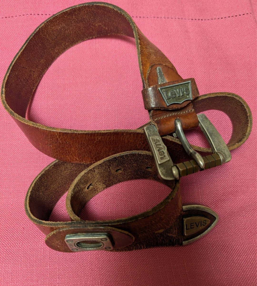 レア イタリア製 LVC ベルト LEVI'S リーバイス LEVI'S Designer VINTAGE CLOTHING (LVC) 70's Leather Belt 36-40