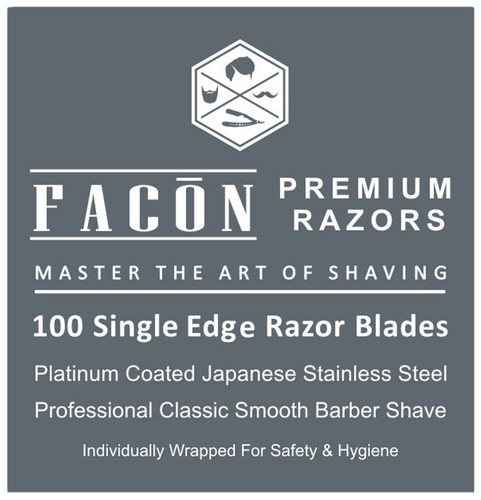 100 FACON PLATINUM STAINLESS STEEL SINGLE EDGE RAZOR BLADES STRAIGHT EDGE BARBER - Picture 9 of 9