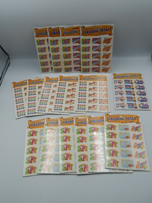 16 - VTG Eureka 60 Count Self-stick Grading Seals Sticker Sheets - Teacher BE191