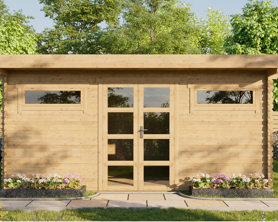 Gartenhaus Holzhaus Blockhaus Laube Gerätehaus 5x3m 28mm - Bild 3 von 4