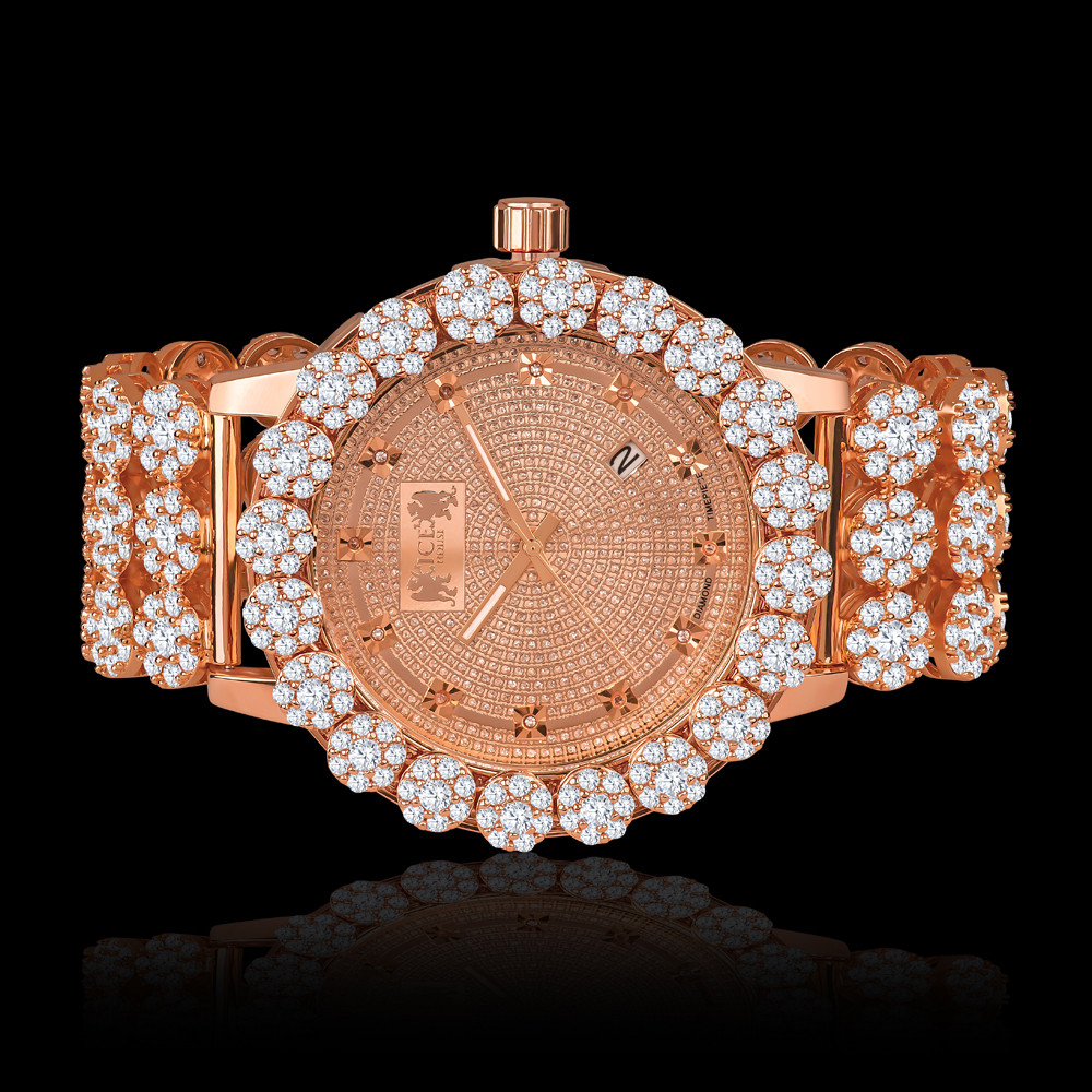 Montre Homme Ice House - Cadran Romain, Or Rose & Diamants | Égérie Luxe Avec Date | Quartz Japonais