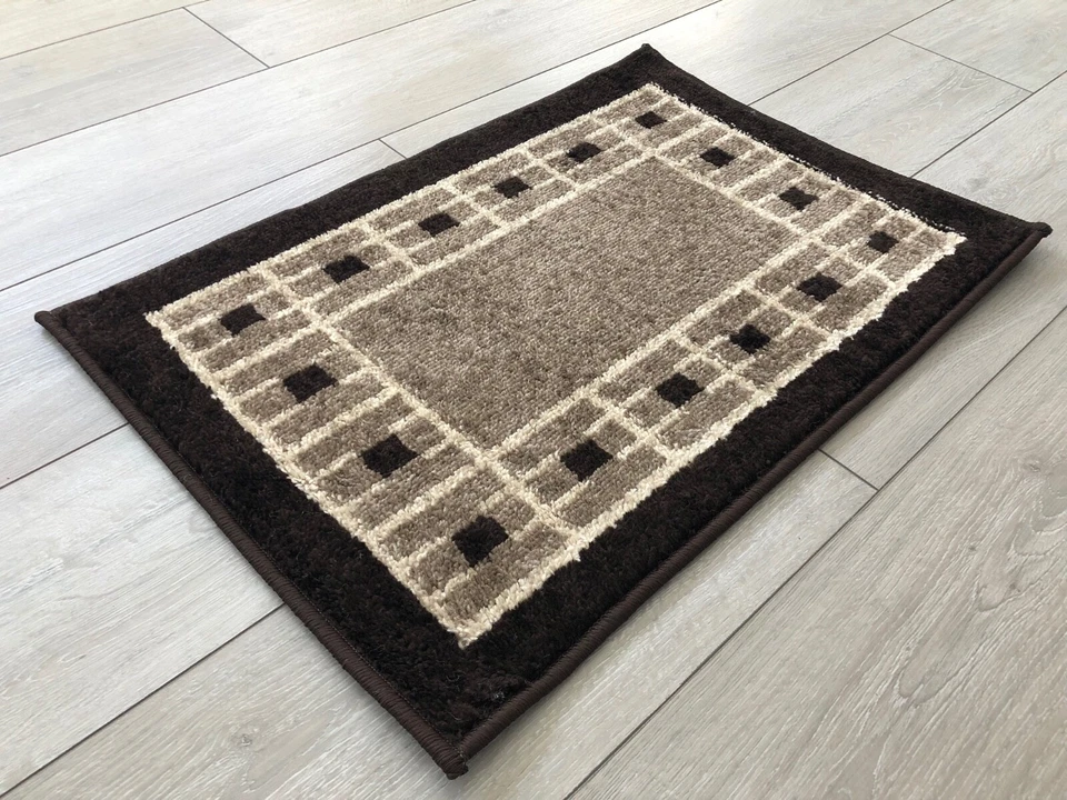 Machine Washable Non Slip Border Design Doormat Mat Biscuit Dark Beige Brown Rug - image 2 of 4
