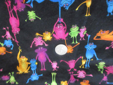 Hi Fashion Fabric "Funny Frog 2" Colorful Frogs on Black Background - 3 yd  15"