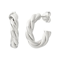 Cai Creolen Aus 925 Silber Rhodiniert Ohrringe Twisted Chunky Hoops Ear Candy