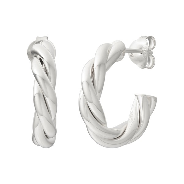 Cai Creolen Aus 925 Silber Rhodiniert Ohrringe Twisted Chunky Hoops Ear Candy-image