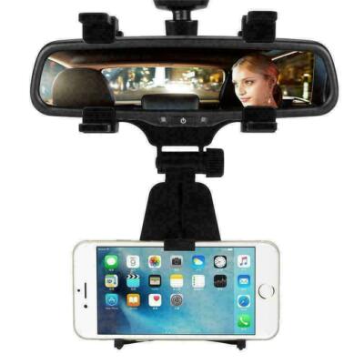 360° Swivel Universal Car Rear View Mirror Phone Holder Bracket Mount
