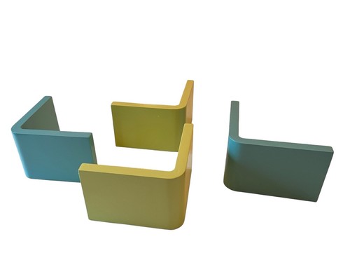Vintage L-Shaped Mod Book Trinket Floating Shelf Lot 4 Pc Lime & Blue - Picture 11 of 12