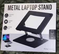 New Adjustable Foldable Metal Laptop Stand W/Rotating Base For Laptops  Tablets
