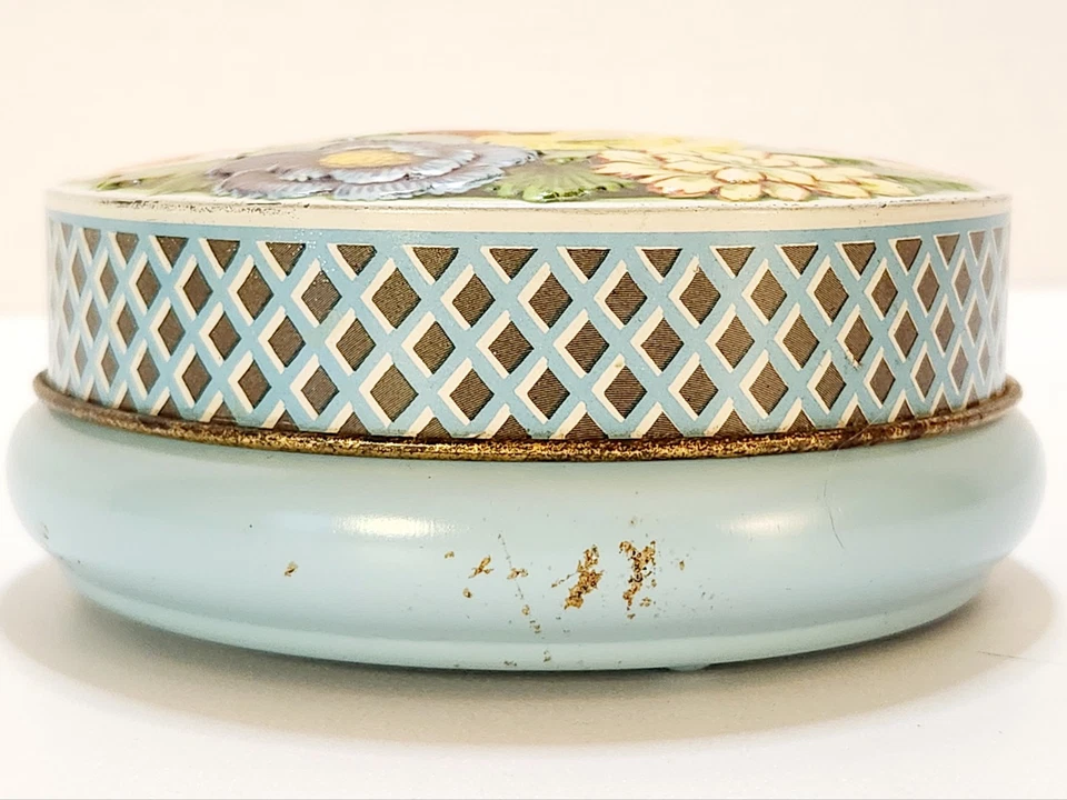 De Colección Flores de Primavera Pascua Riley's Caramelo Caramelo Caja Floral Enrejado Azul 4.5" Foto 3 de 4