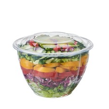  48 oz. 150 Sets Clear Plastic Salad Bowls with Airtight Lids Disposable To G...
