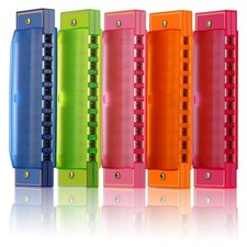 Harmonica for Kids 10 Hole Translucent Kids Harmonica, 5 Pack Educational Toy...
