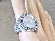 NEW SIGNED A 925 STERLING SILVER MOTHER OF PEARL RING SIZE 9 RING 7/8 " TOP