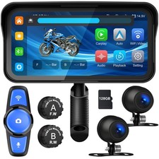 6.25" Motorcycle Carplay with Dash Cam,TMPS, Wireless CarPlay  Android Auto,...