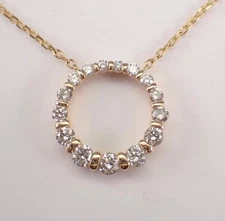 Moissanite 14K Yellow Gold Plated 2CT Round Cut Circle of Life Pendant Necklace