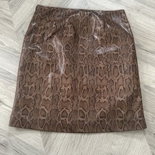 Gonna Zara in ecopelle con cerniera in pelle di serpente colore marrone taglia XS