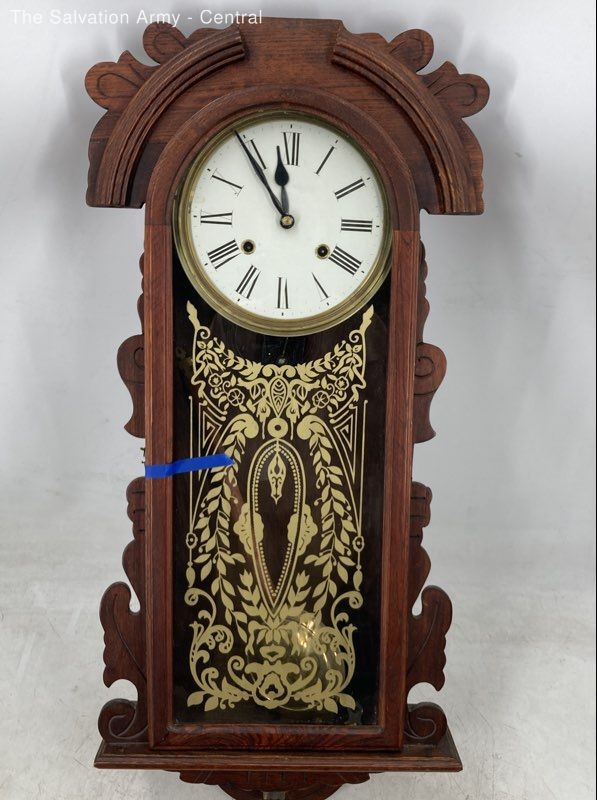Vintage Hand-Crafted Wooden Engraved Decorative Analog Wall Clock