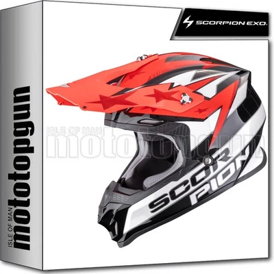 SCORPION CASQUE OFF-ROAD POUR MOTO VX-16 EVO AIR PATRIOT NOIR BLANC ROUGE L - Photo 1/3