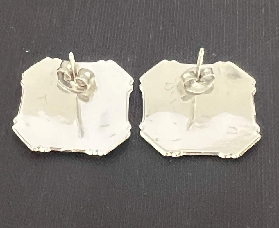 Vintage Montana Silversmiths Stud Earrings Square Silver & Gold Tone Engraved - Image 3 of 4